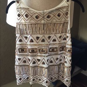 White and bronze blouse perfect for NYE